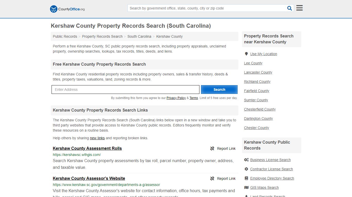 Kershaw County Property Records Search ... - County Office